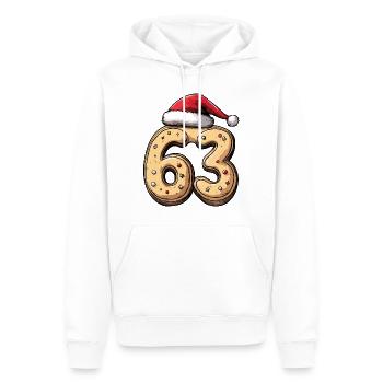 63 Number Christmas Cookie - Men’s Premium Organic Hoodie - white - Front - Nico (187cm)