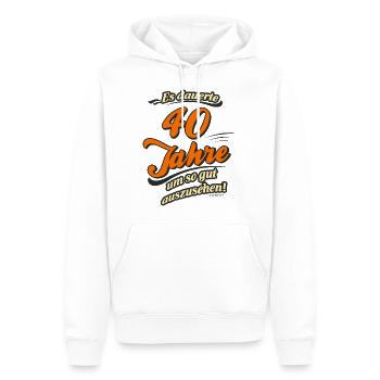 Es dauerte 40 Jahre, original RAHMENLOS® Design - Männer Premium Bio Hoodie - Weiß - Vorne - Nico (187cm)