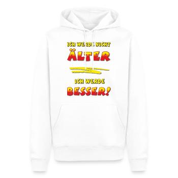 BD - ich werde nicht älter ich werde besser - TOP - Männer Premium Bio Hoodie - Weiß - Vorne - Nico (187cm)
