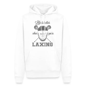 Life is better when you finish're laxing - Men’s Premium Organic Hoodie - white - Front - Nico (187cm)