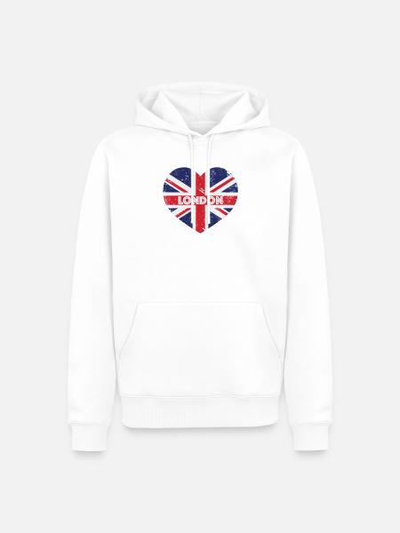 London Herz - Männer Premium Bio Hoodie - Weiß