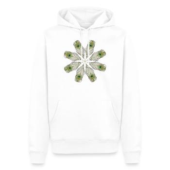 Mandala en plumes de paon - Sweat à capuche Premium bio Homme - blanc - Devant - Nico (187cm)