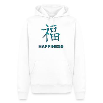 Chinesisches Schriftzeichen Glück Freude - Männer Premium Bio Hoodie - Weiß - Vorne - Nico (187cm)