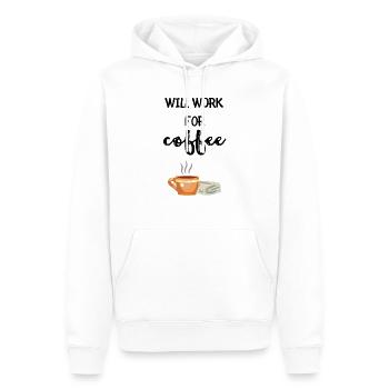 Je travaille pour le cadeau de tasse de café de café - Sweat à capuche Premium bio Homme - blanc - Devant - Nico (187cm)