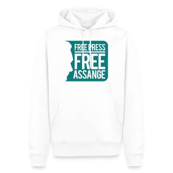 Free Press Free Assange - Männer Premium Bio Hoodie - Weiß - Vorne - Nico (187cm)