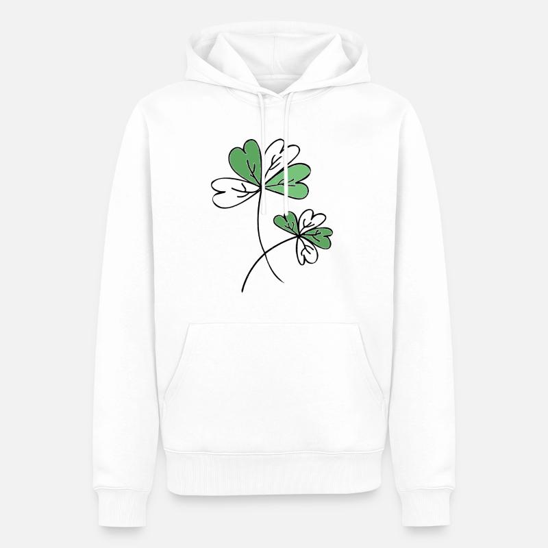 Trèfle / Chance / Proverbes / Tendance / cool - Sweat à capuche Premium bio Homme - blanc