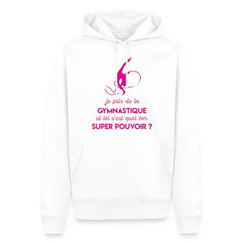 Je fais de la gymnastique et toi ton super pouvoir - Sweat à capuche Premium bio Homme - blanc - Devant - Nico (187cm)