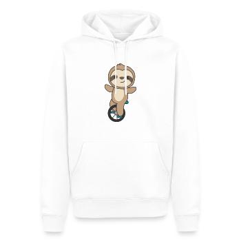 Monocycle paresseux Monocycle Paresseux - Sweat à capuche Premium bio Homme - blanc - Devant - Nico (187cm)