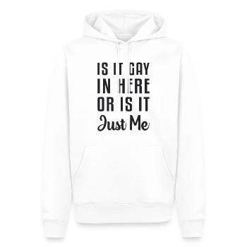 Gay Gay Gay Gay Idée cadeau Gay - Sweat à capuche Premium bio Homme - blanc - Devant - Nico (187cm)