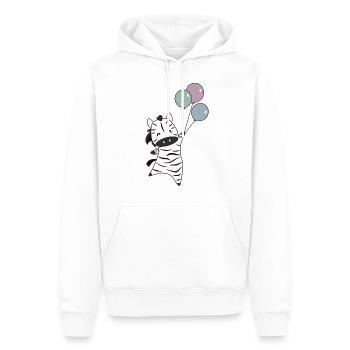 Zebra flies with balloons upwards cute animals - Men’s Premium Organic Hoodie - white - Front - Nico (187cm)