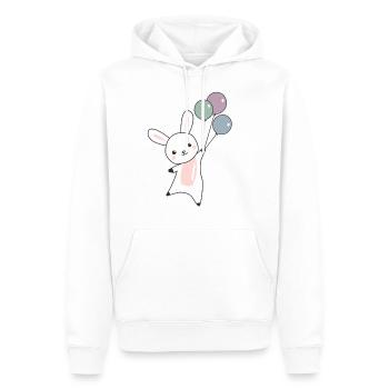 Hase fliegt Ballons oben süße Tiere für Kinder - Männer Premium Bio Hoodie - Weiß - Vorne - Nico (187cm)