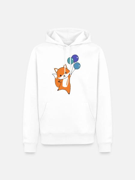 Fox cute animal flies balloons children foxes - Men’s Premium Organic Hoodie - white