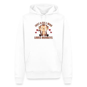Juste une fille qui aime les singes - singe mignon - Sweat à capuche Premium bio Homme - blanc - Devant - Nico (187cm)