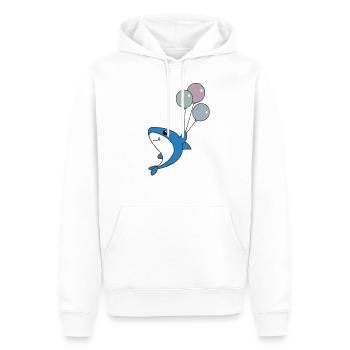 shark fish flies with balloons cute animals sharks - Men’s Premium Organic Hoodie - white - Front - Nico (187cm)