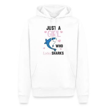 just a girl who loves sharksars ein lustiger Hai - Männer Premium Bio Hoodie - Weiß - Vorne - Nico (187cm)