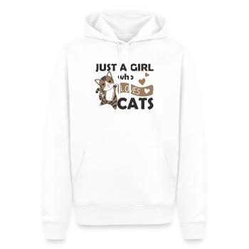 Juste une fille qui aime le chat mignon - Sweat à capuche Premium bio Homme - blanc - Devant - Nico (187cm)