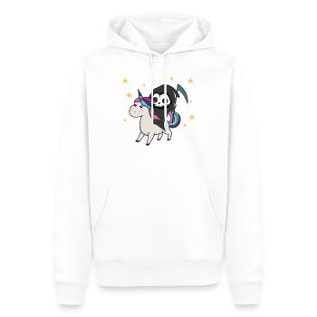 Death riding unicorn funny unicorns Rainbow - Sweat à capuche Premium bio Homme - blanc - Devant - Nico (187cm)