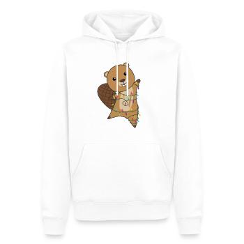 Beaver Merry Christmas Winter Animals Beaver - Men’s Premium Organic Hoodie - white - Front - Nico (187cm)