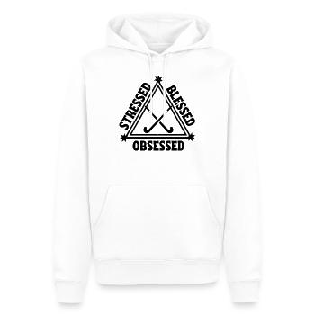 Hockey : Stressé. Béni. Obsédé. - Sweat à capuche Premium bio Homme - blanc - Devant - Nico (187cm)