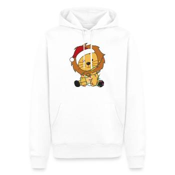 Lion Noël Neige Animaux d’hiver Lions - Sweat à capuche Premium bio Homme - blanc - Devant - Nico (187cm)