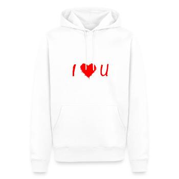 I Love U, I love you, Ich liebe Dich - Männer Premium Bio Hoodie - Weiß - Vorne - Nico (187cm)