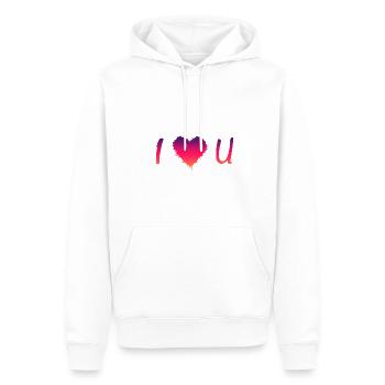 I Love U, Ich liebe Dich - Männer Premium Bio Hoodie - Weiß - Vorne - Nico (187cm)