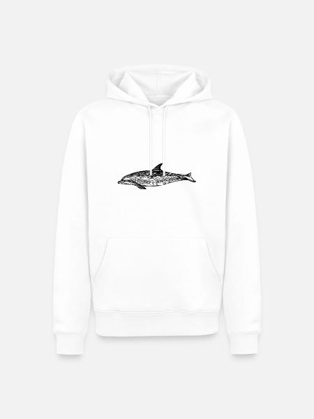Kleiner Delfin - Zahnwal - Meeressäuger - Männer Premium Bio Hoodie - Weiß