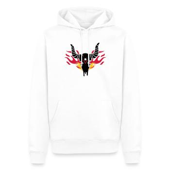 Stier Schädel mit Flammen - Männer Premium Bio Hoodie - Weiß - Vorne - Nico (187cm)