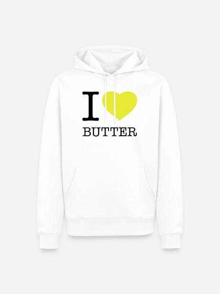 I LOVE BUTTER - Men’s Premium Organic Hoodie - white