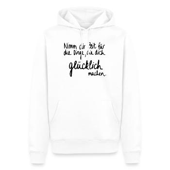 Nimm dir Zeit für Dinge die dich glücklich machen. - Männer Premium Bio Hoodie - Weiß - Vorne - Nico (187cm)