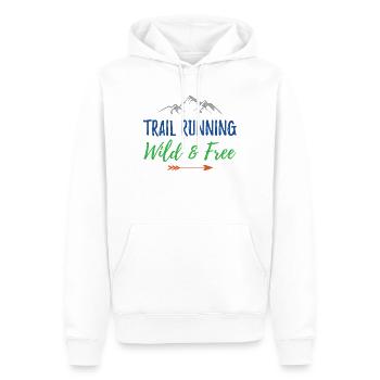 Trailrunning – wild und kostenlos - Männer Premium Bio Hoodie - Weiß - Vorne - Nico (187cm)