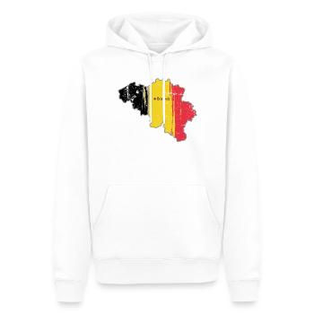 Carte de Bruxelles avec drapeau belge - Sweat à capuche Premium bio Homme - blanc - Devant - Nico (187cm)