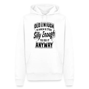 Old enoeg à savoir mieux mais assez fou # - Sweat à capuche Premium bio Homme - blanc - Devant - Nico (187cm)