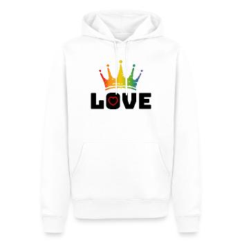Amour Coeur rouge Couronne arc-en-ciel noir - Sweat à capuche Premium bio Homme - blanc - Devant - Nico (187cm)
