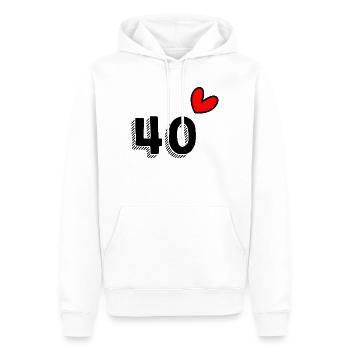 40. 40 ANS. 40e ANNIVERSAIRE. ANNIVERSAIRE 40 ANS. - Sweat à capuche Premium bio Homme - blanc - Devant - Nico (187cm)