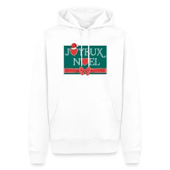 Joyeux Noël tête de cœur staffie et nœud cadeau - Sweat à capuche Premium bio Homme - blanc - Devant - Nico (187cm)