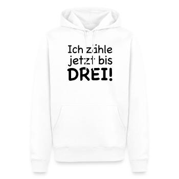 Ich zähle jetzt bis Drei - Männer Premium Bio Hoodie - Weiß - Vorne - Nico (187cm)