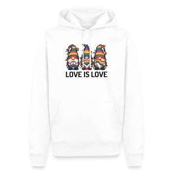 Mois de la fierté LGBT - Love is Love - Sweat à capuche Premium bio Homme - blanc - Devant - Nico (187cm)