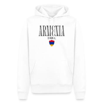 Originaire d’Arménie, né en Arménie - Sweat à capuche Premium bio Homme - blanc - Devant - Nico (187cm)