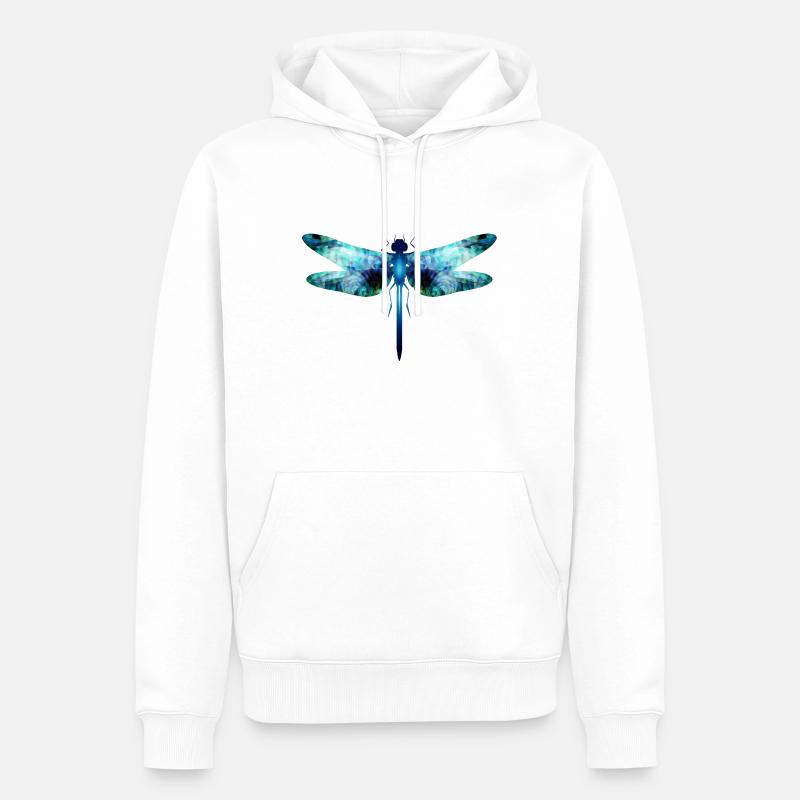Libellule irisée dans les tons bleu-vert - Sweat à capuche Premium bio Homme - blanc