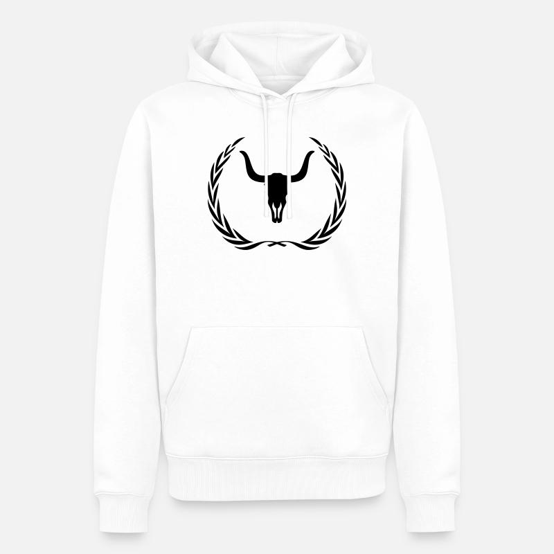 Couronne de squelette de taureau - Sweat à capuche Premium bio Homme - blanc