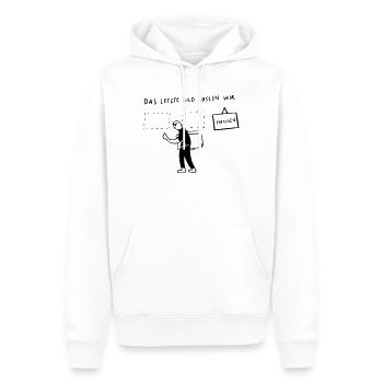La dernière photo... On va le laisser en suspens - Sweat à capuche Premium bio Homme - blanc - Devant - Nico (187cm)