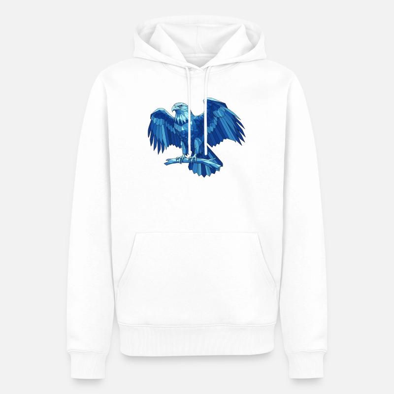 Aigle bleu géométrique avec épée - Sweat à capuche Premium bio Homme - blanc
