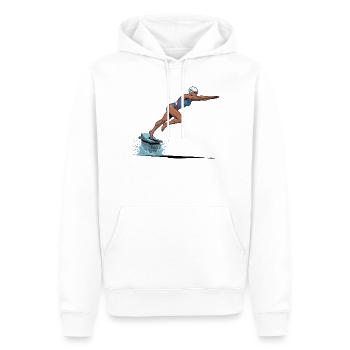 Saut de nageur sur planche de surf - Sweat à capuche Premium bio Homme - blanc - Devant - Nico (187cm)