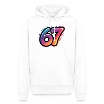 67 - T-shirt Funny Six Seven - Sweat à capuche Premium bio Homme - blanc - Devant - Nico (187cm)
