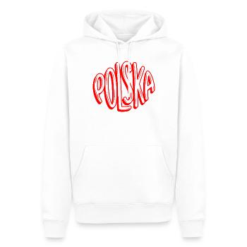 Lettrage graffiti Polska - Pologne - Sweat à capuche Premium bio Homme - blanc - Devant - Nico (187cm)