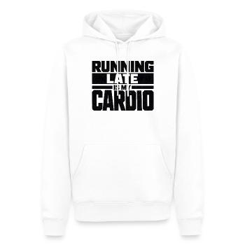 Running Late Is My Cardio Spruch Zitat - Männer Premium Bio Hoodie - Weiß - Vorne - Nico (187cm)