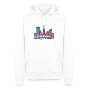 Tokyo City Skyline Tokyo Tower Retro-Abzeichenkunst - Männer Premium Bio Hoodie - Weiß - Vorne - Nico (187cm)