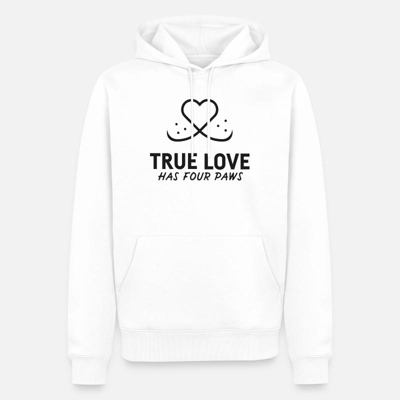 Le véritable amour a 4 pattes - Sweat à capuche Premium bio Homme - blanc