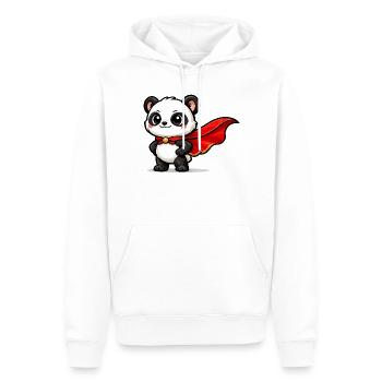 held Panda – Kleiner Superpanda - Männer Premium Bio Hoodie - Weiß - Vorne - Nico (187cm)